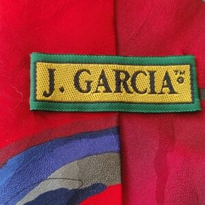 J.Garcia Red and Blue Swirl Patterned "Drummers" Tie X-Long 60"x4"w